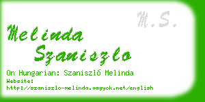 melinda szaniszlo business card