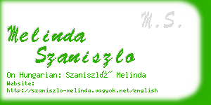 melinda szaniszlo business card